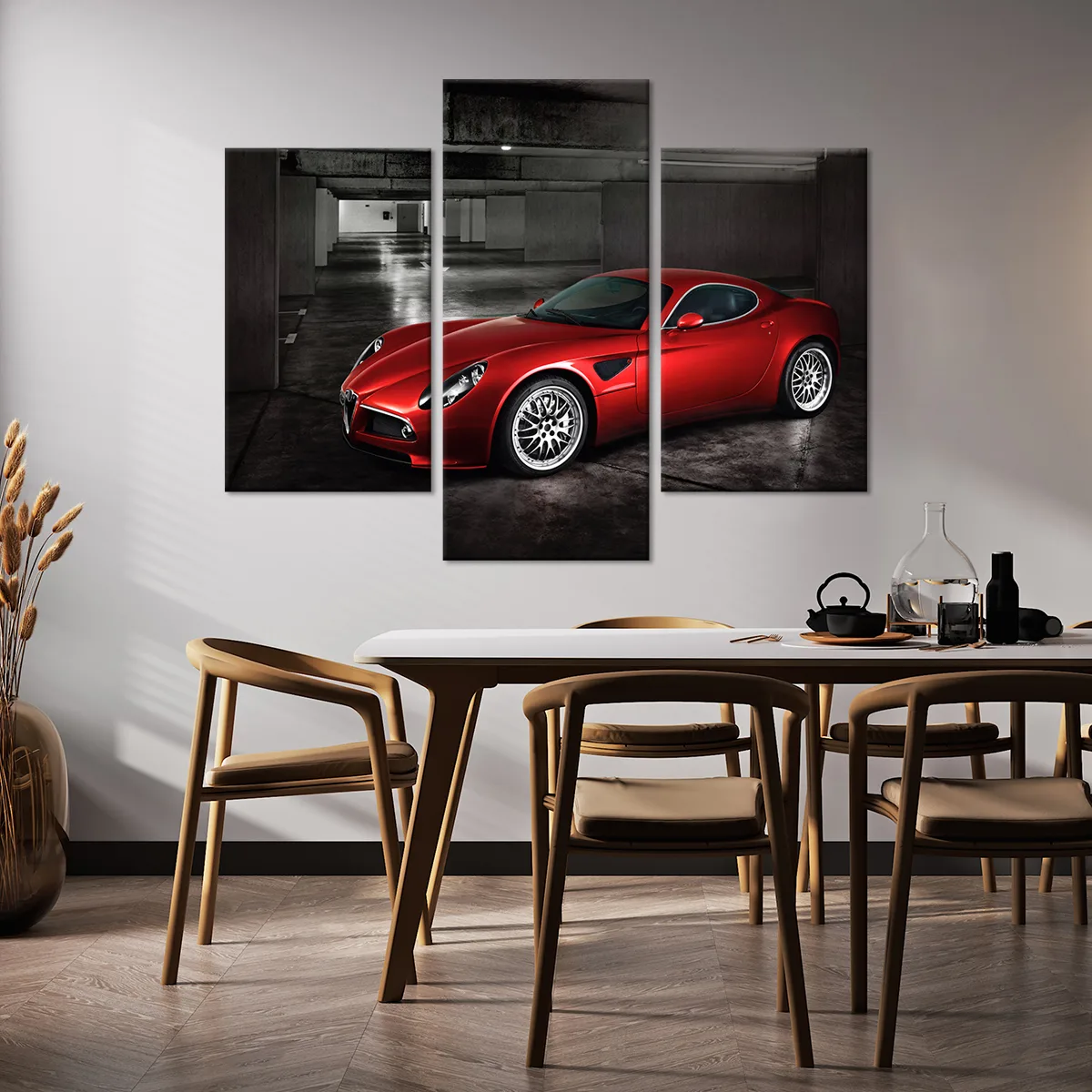 Tablou cu 3 piese Red Car - 2 buc 30x50cm, 1 buc 30x70cm — imaginea 3