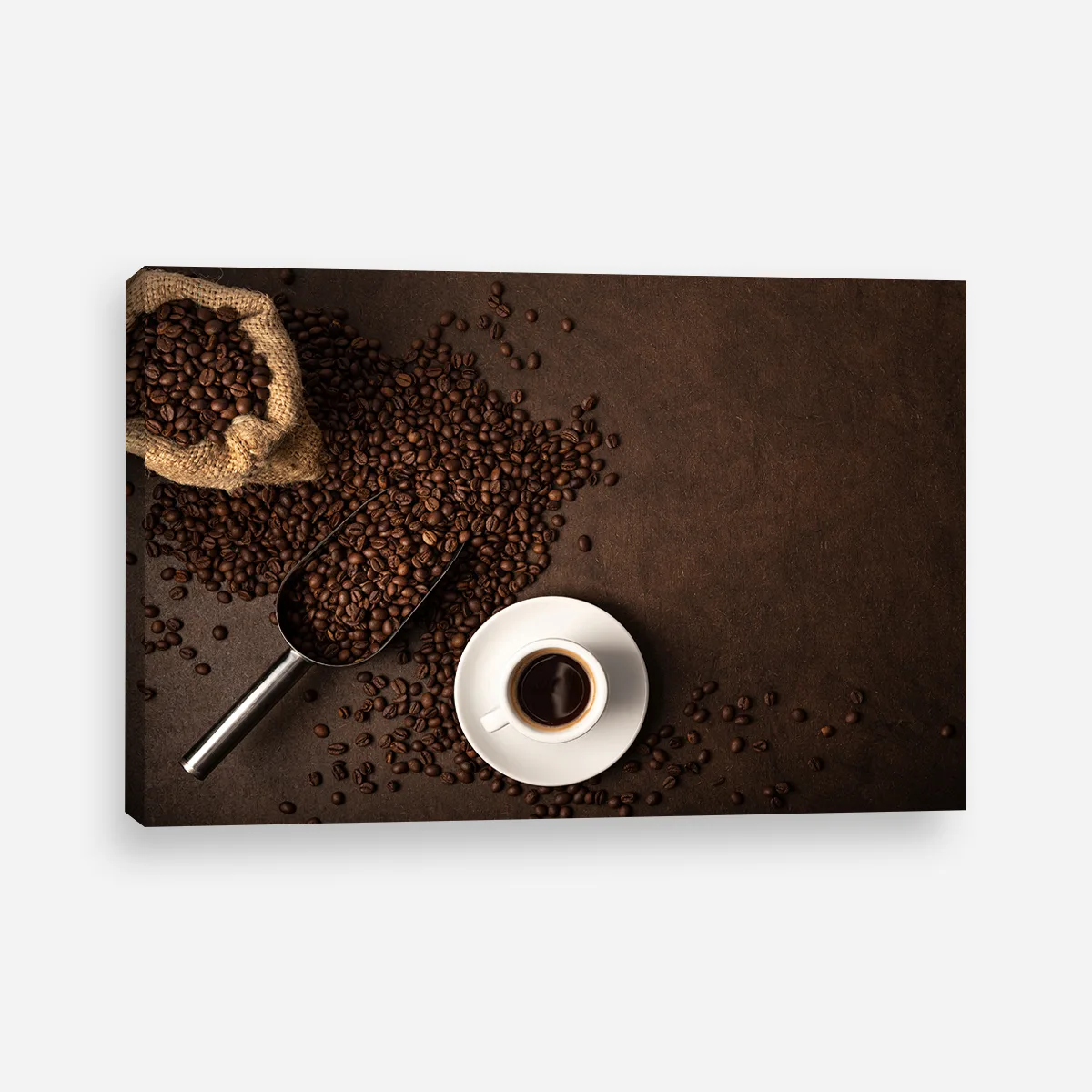 Tablou canvas ceasca cafea si boabe II