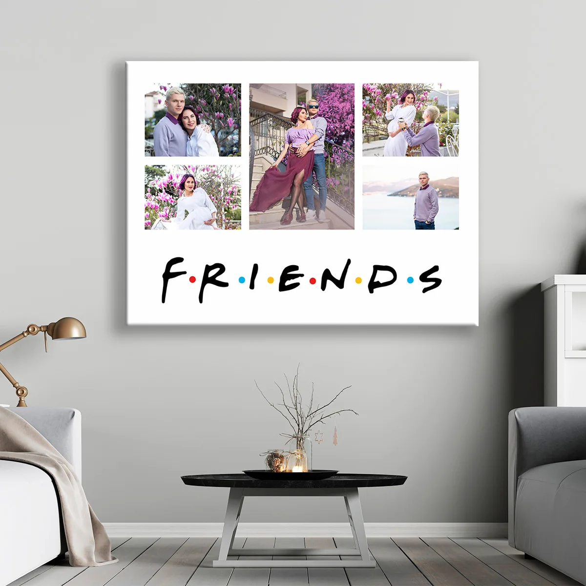 Tablou canvas Friends colaj cu 5 poze — imaginea 3