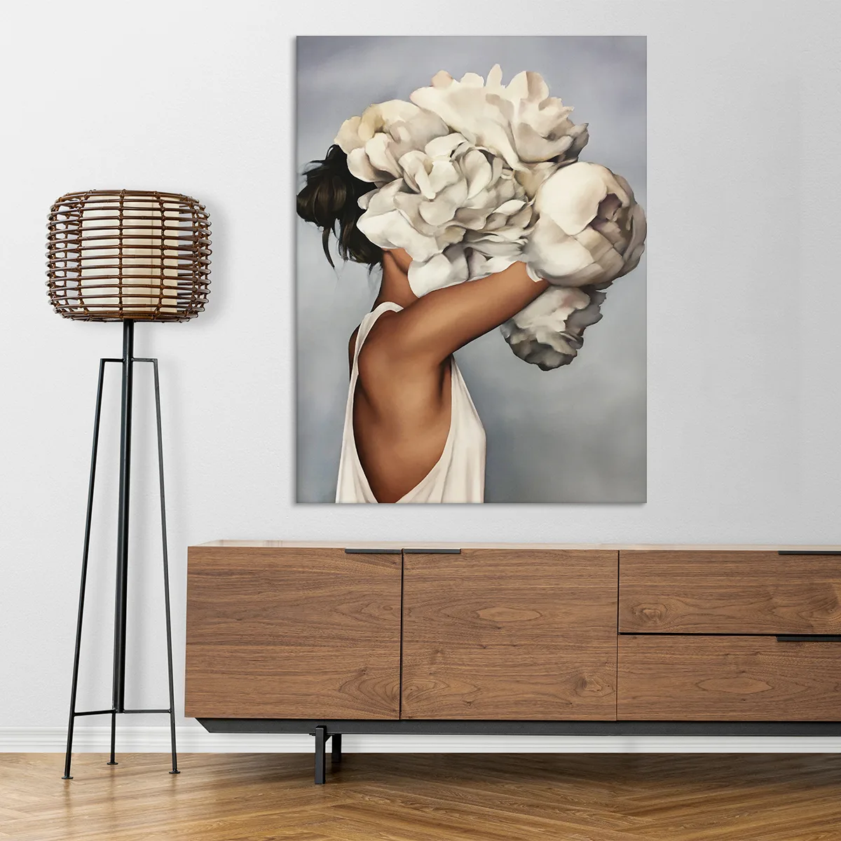 Tablou canvas woman bouquet of flowers — imaginea 3