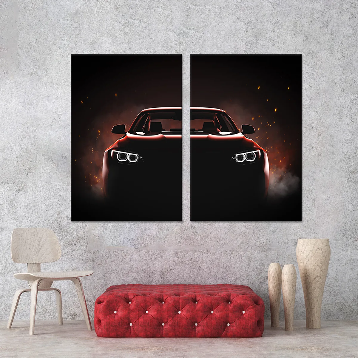 Tablou cu 2 piese Red Car 2 buc 40x60 cm