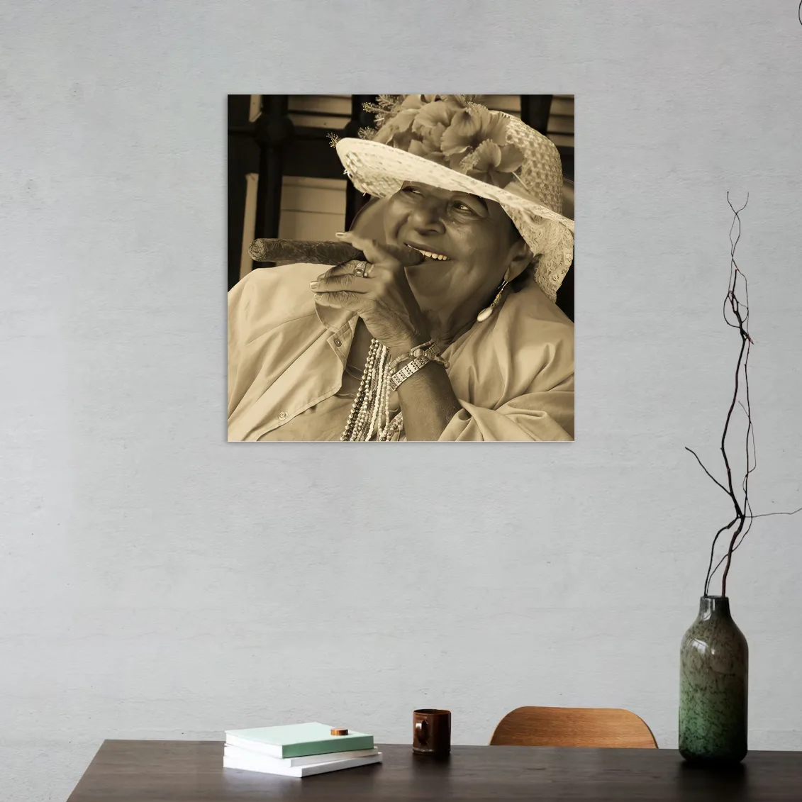 Tablou canvas Femeie cubaneza cu trabuc II — imaginea 3