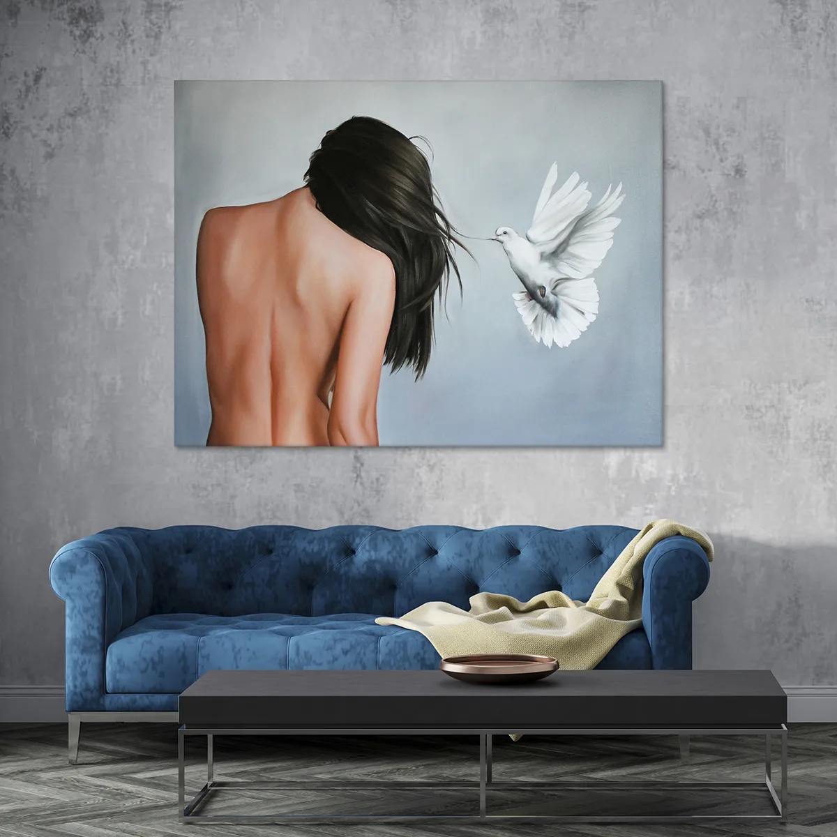 Tablou canvas pigeon woman — imaginea 2
