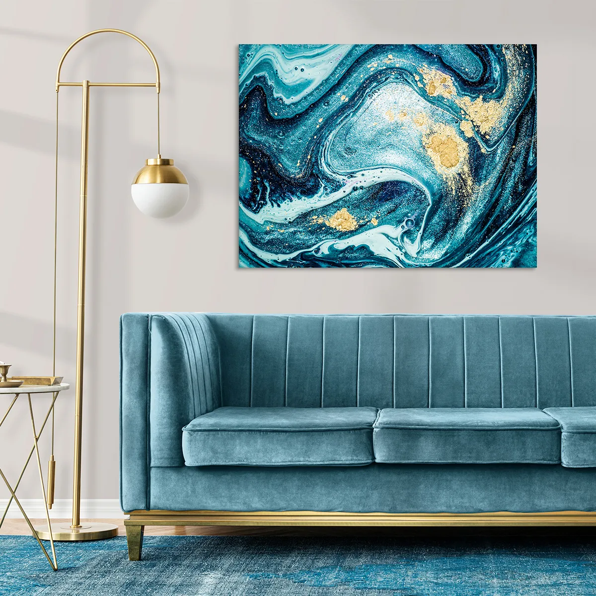 Tablou canvas gold and blue — imaginea 3