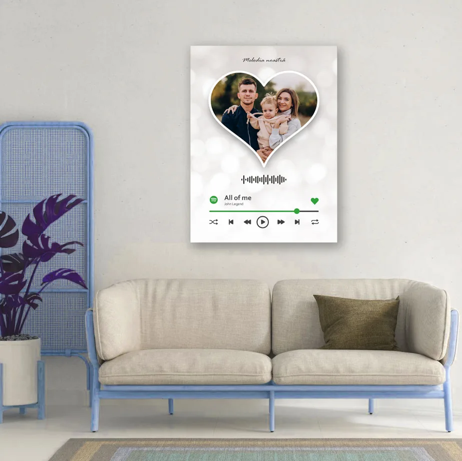 Tablou Spotify pe panza cu poza ta, heart white — imaginea 2