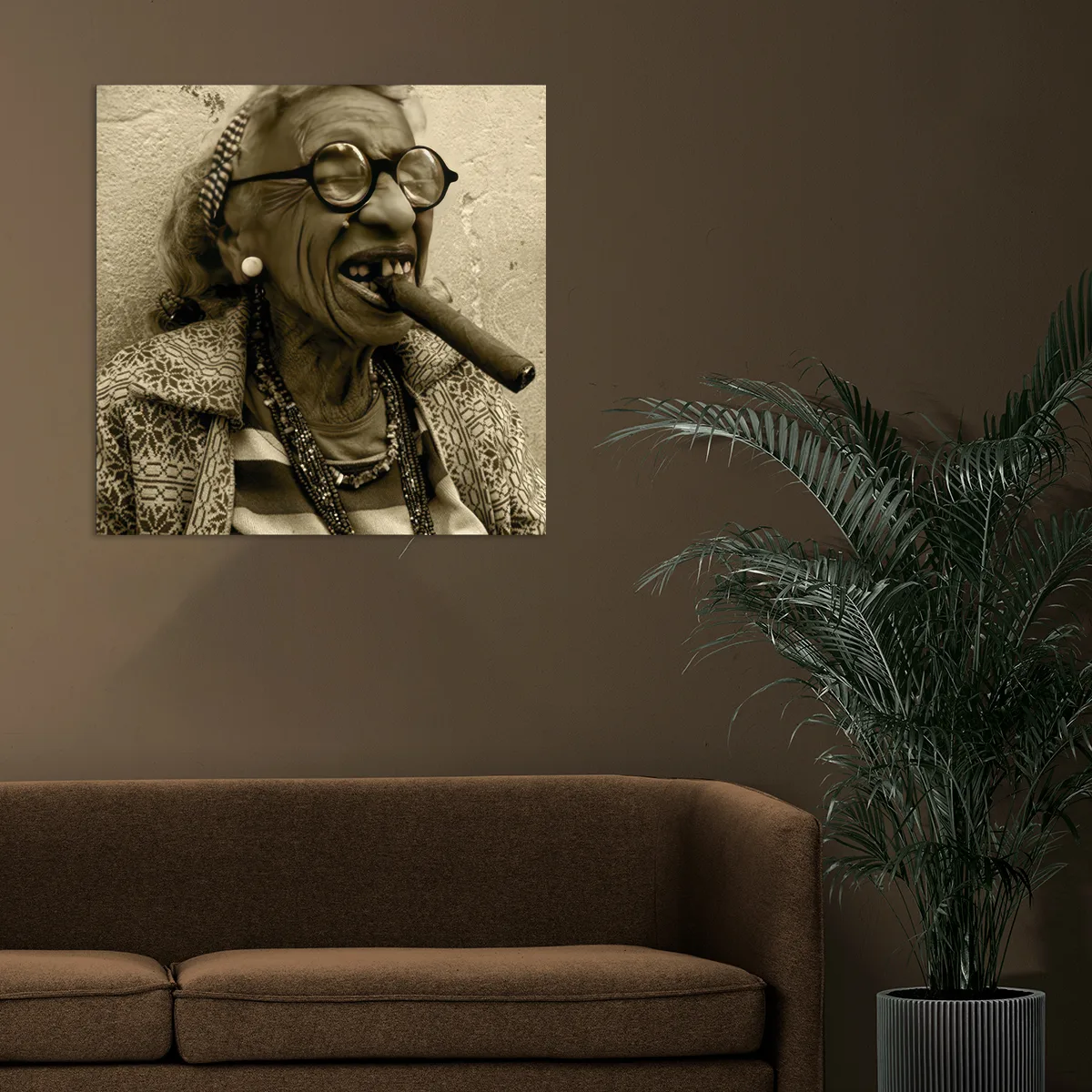 Tablou canvas Femeie cubaneza cu trabuc I — imaginea 2