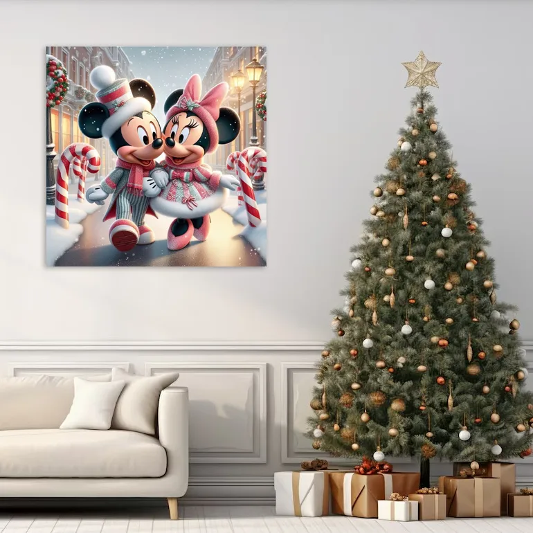 Tablou Canvas de Crăciun - Mickey și Minnie — imaginea 2