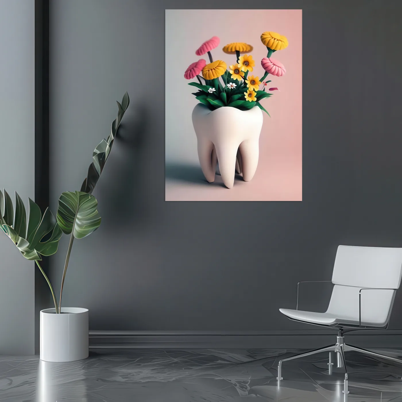 Tablou canvas Stomatologie Flori în dinți — imaginea 3
