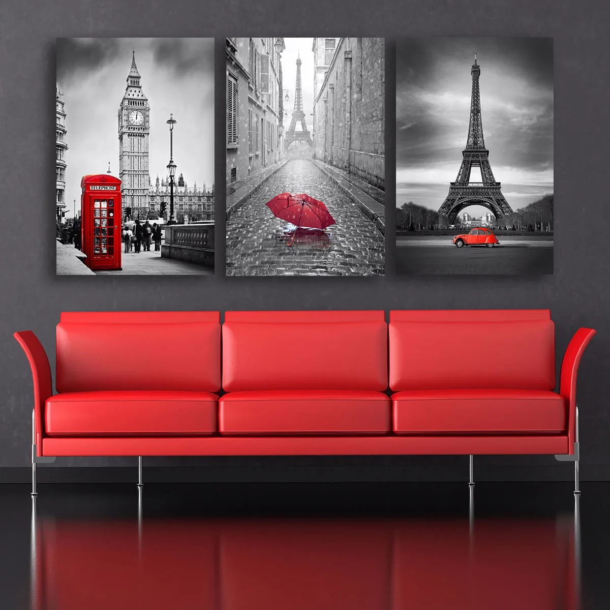 Set 3 piese tablouri canvas pe panza Travel — imaginea 2
