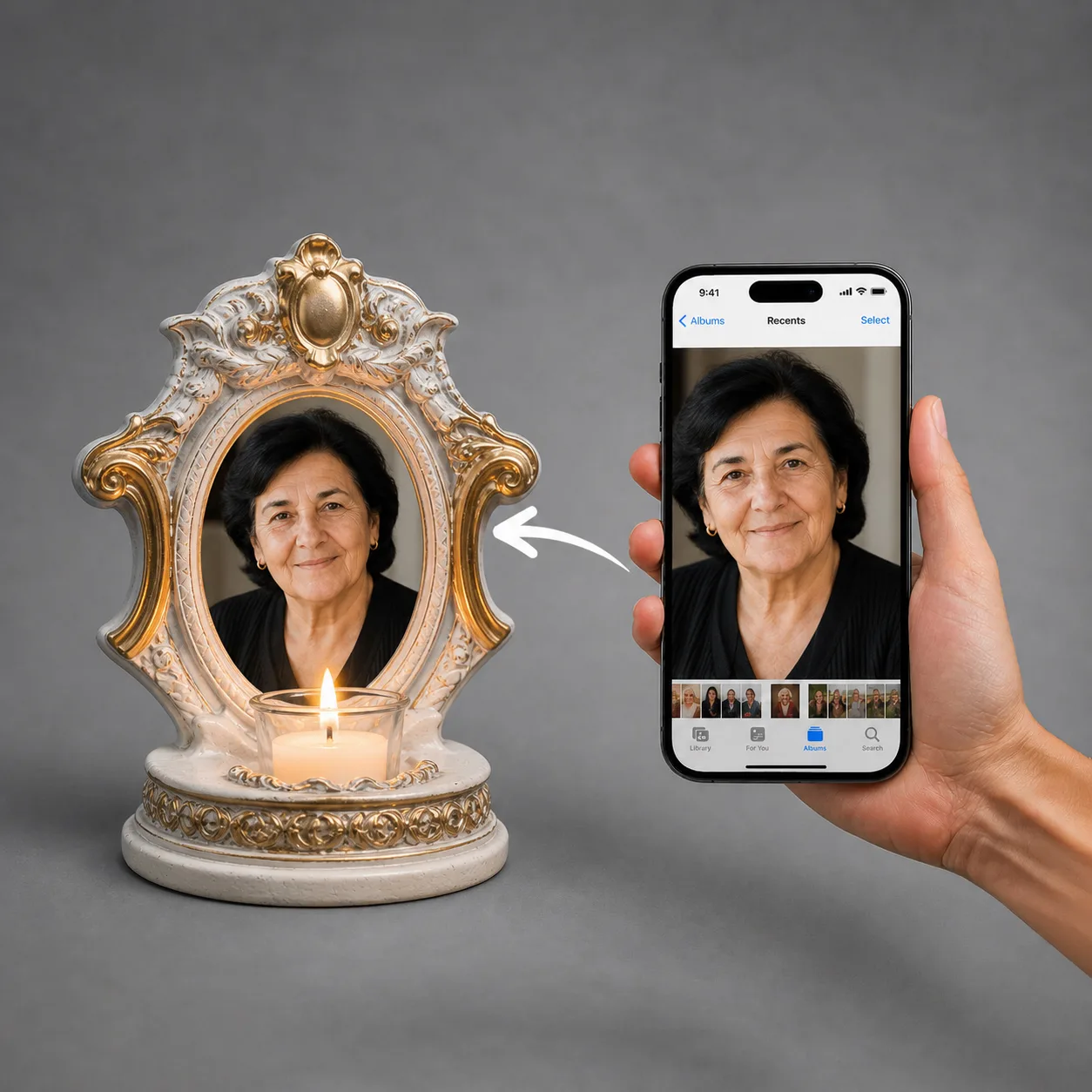 Candelă personalizată cu poza ta (în memoria celor dragi) Lumina Veșnică — imaginea 2