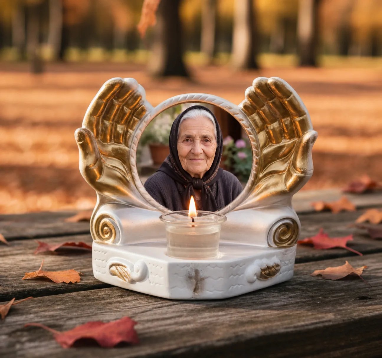 Candelă personalizată cu poza ta (în memoria celor dragi) mâini îngerești