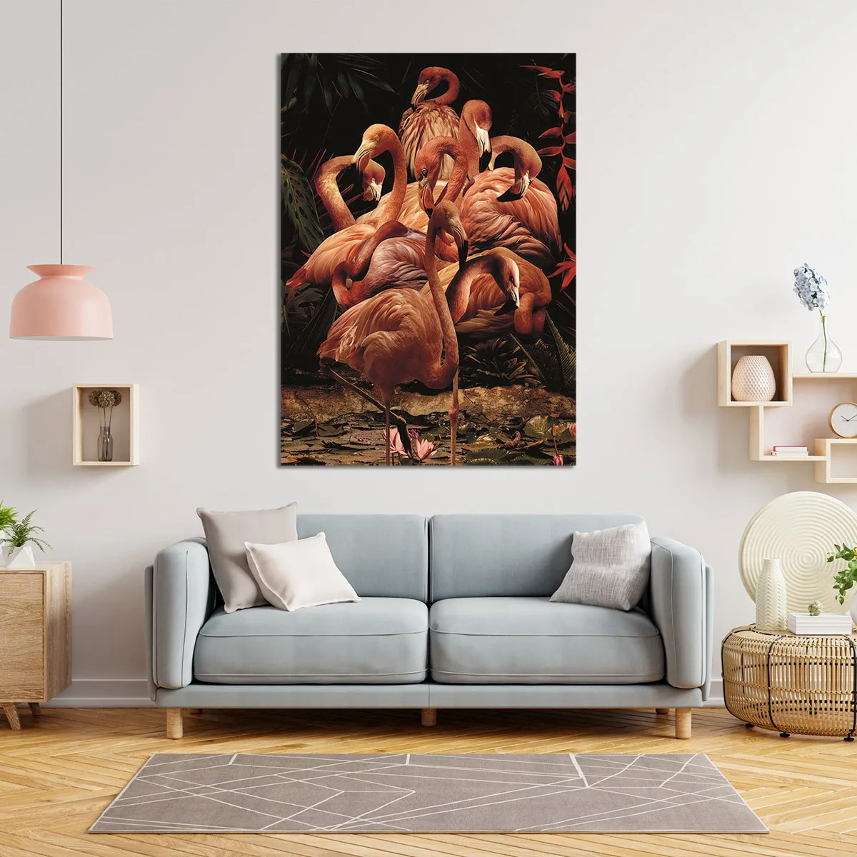 Tablou pe panza flamingo in ritm — imaginea 2