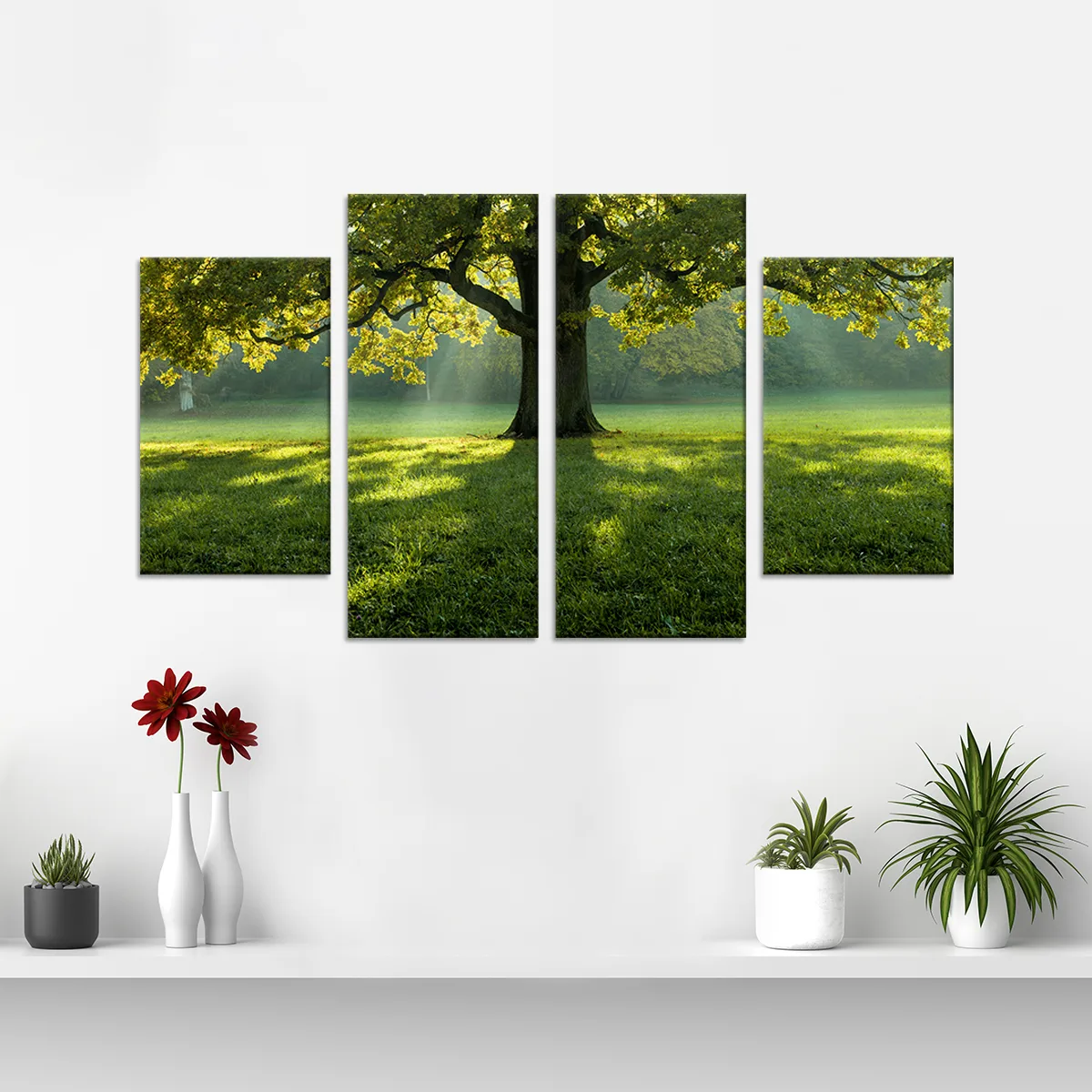 Tablou cu 4 piese Beautiful Tree - 2 buc 30x50cm, 2 buc 30x70cm — imaginea 2