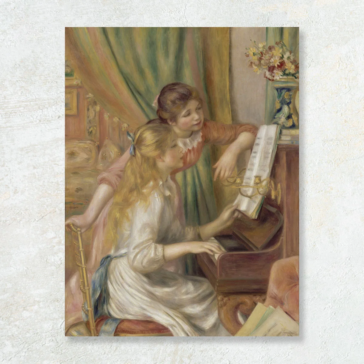 Tablou Young girls at the piano, August Renoir