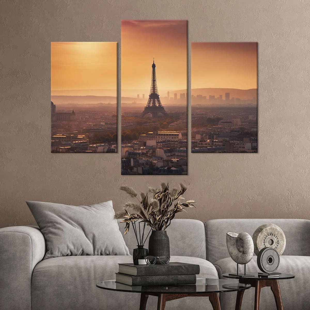 Tablou cu 3 piese Paris - 2 buc 30x50cm, 1 buc 30x70cm — imaginea 2