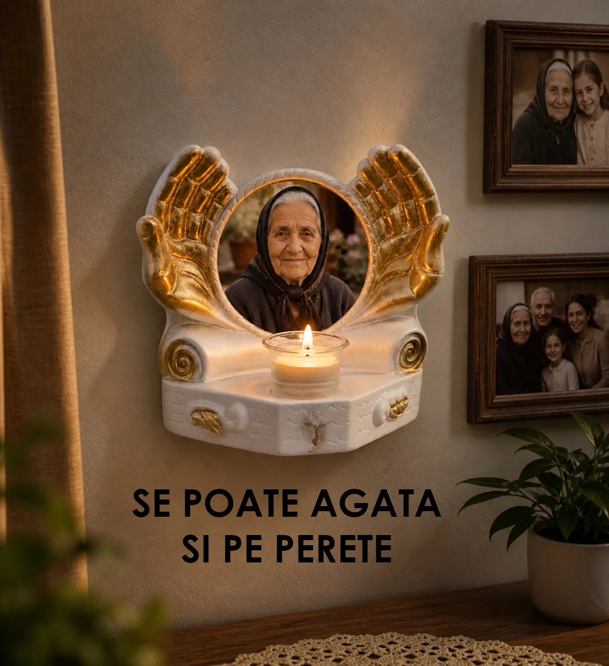 Candelă personalizată cu poza ta (în memoria celor dragi) mâini îngerești — imaginea 4