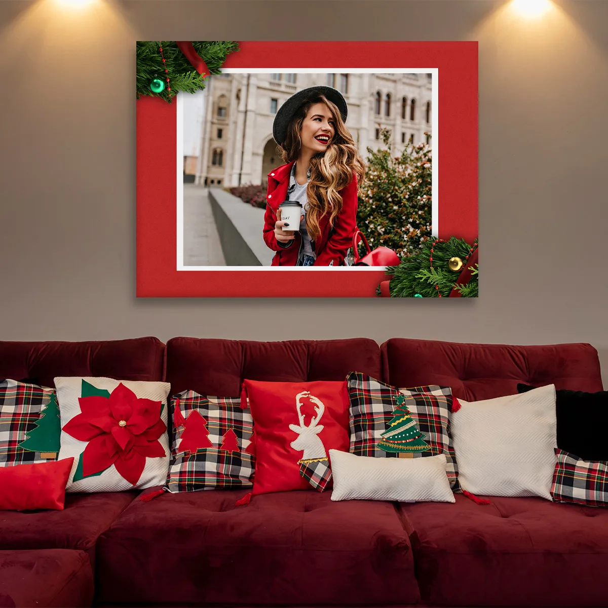 Tablou canvas personalizat cu rama de Craciun — imaginea 2