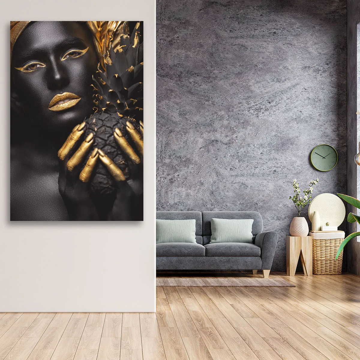 Tablou canvas pe panza femeie africana Golden Pineapple — imaginea 3