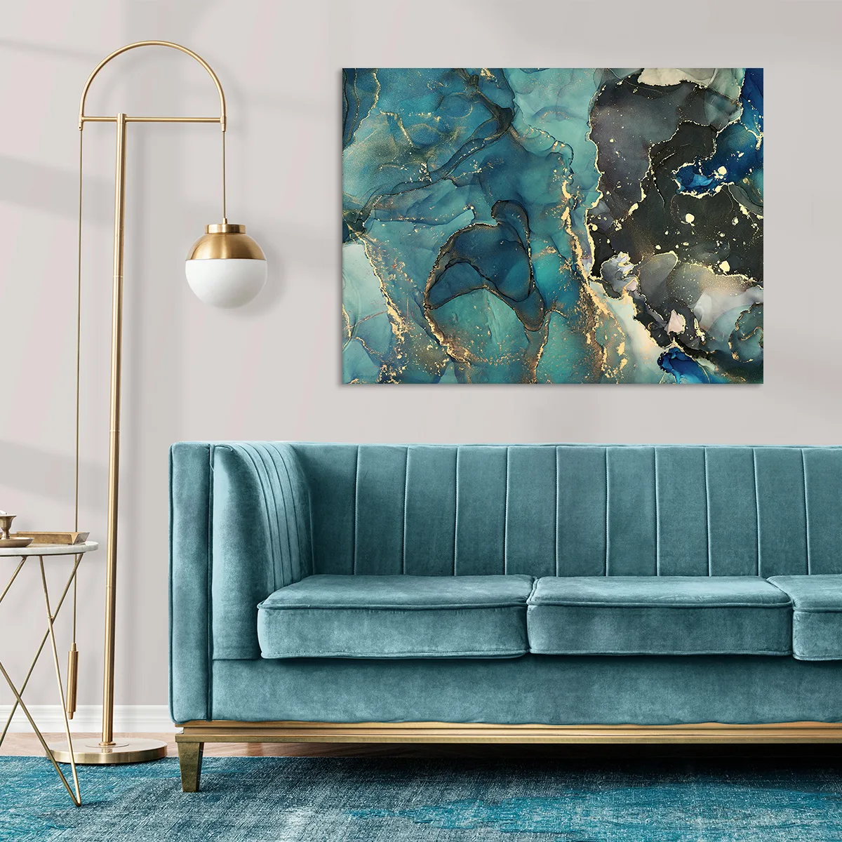 Tablou canvas turquoise and gold — imaginea 4