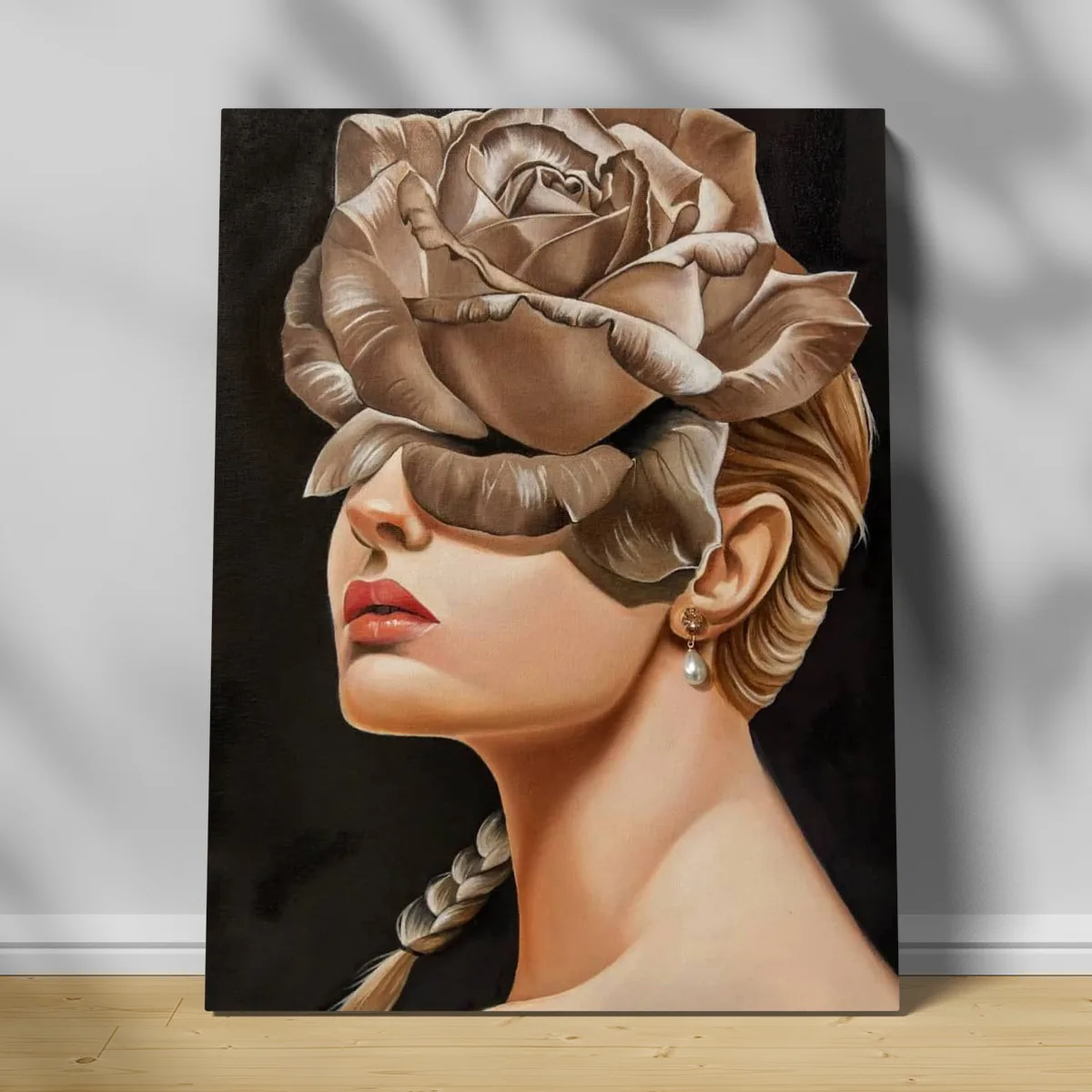 Tablou canvas portrait with gold flower