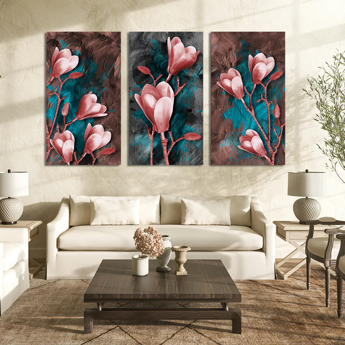 Set 3 tablouri magnolii