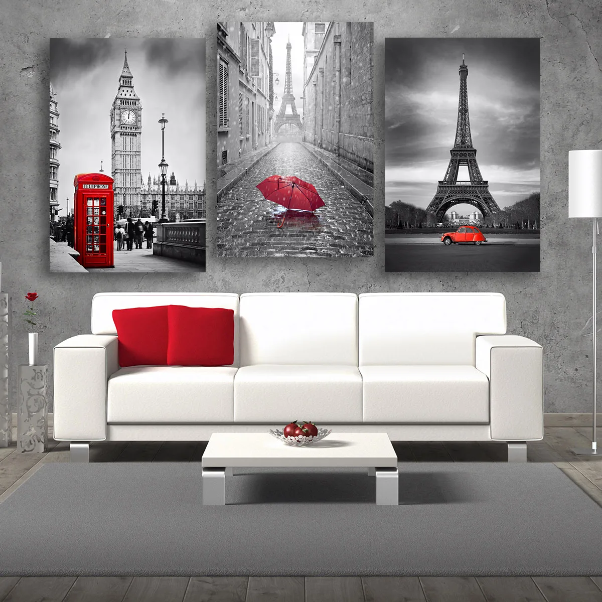 Set 3 piese tablouri canvas pe panza Travel