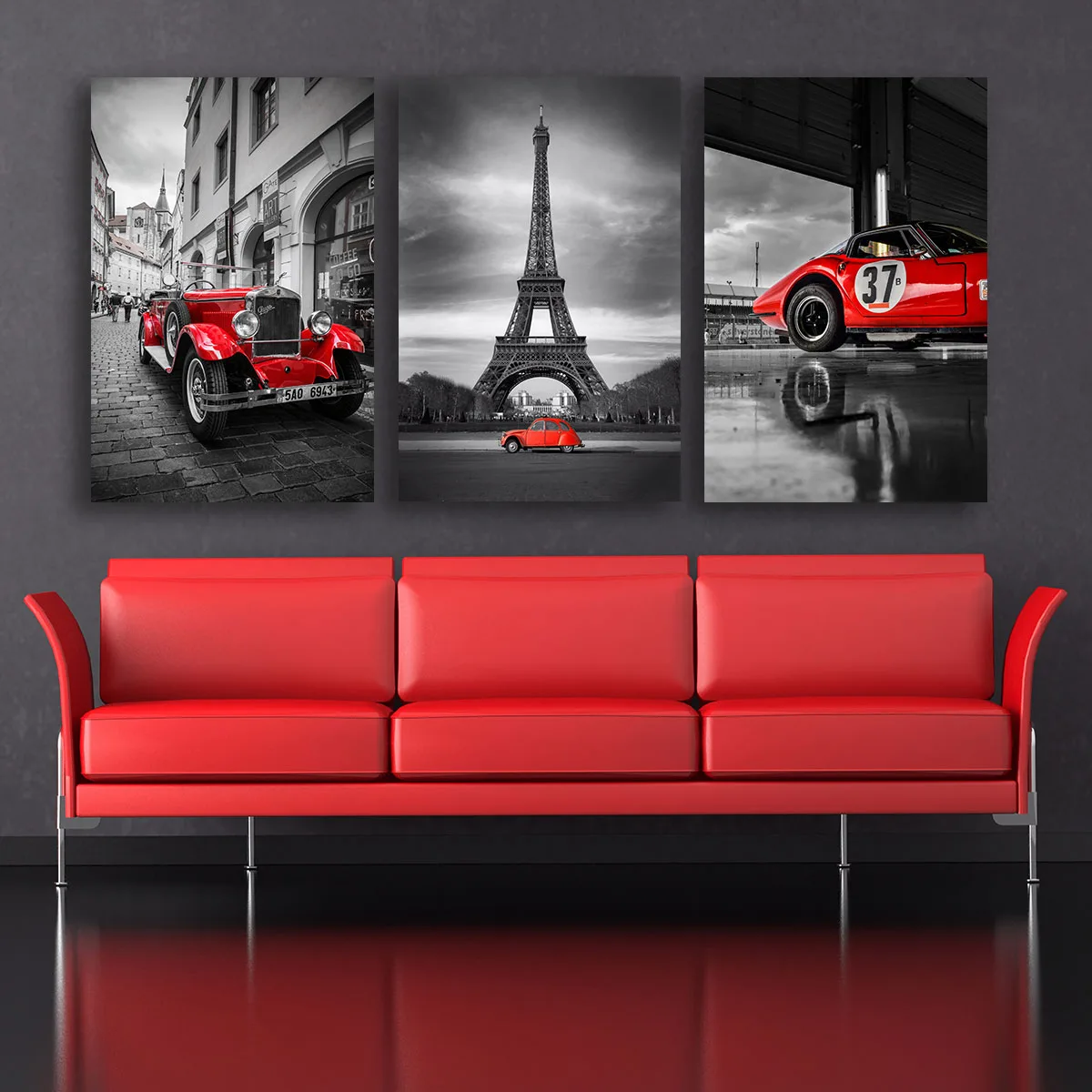Set 3 piese tablouri canvas retro car — imaginea 3