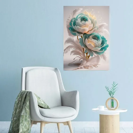 Tablou canvas Simfonie de Bujori și Pene — imaginea 4