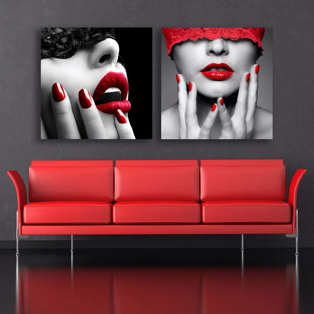 Set 2 piese tablouri canvas red lips — imaginea 3