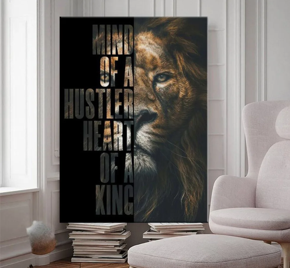 Tablou canvas Motivational Mind Of A Hustler. Heart Of A King — imaginea 3