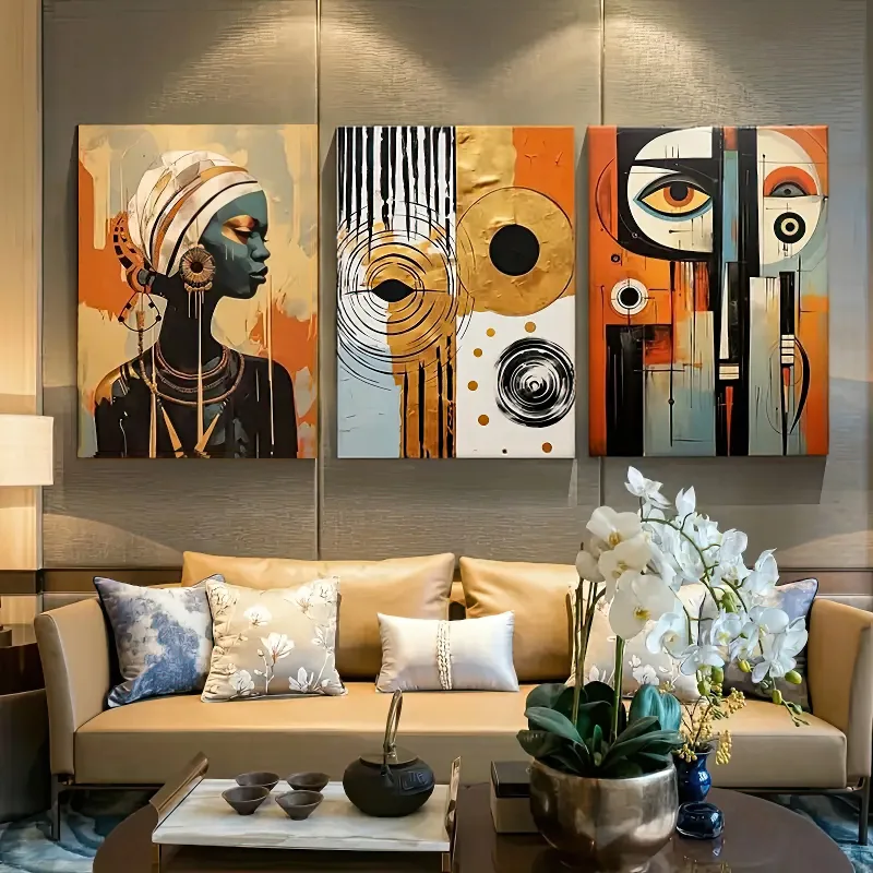 Set 3 tablouri 40x60cm inspiratie africana boho, cadou, dormitor, birou, camera de zi — imaginea 4