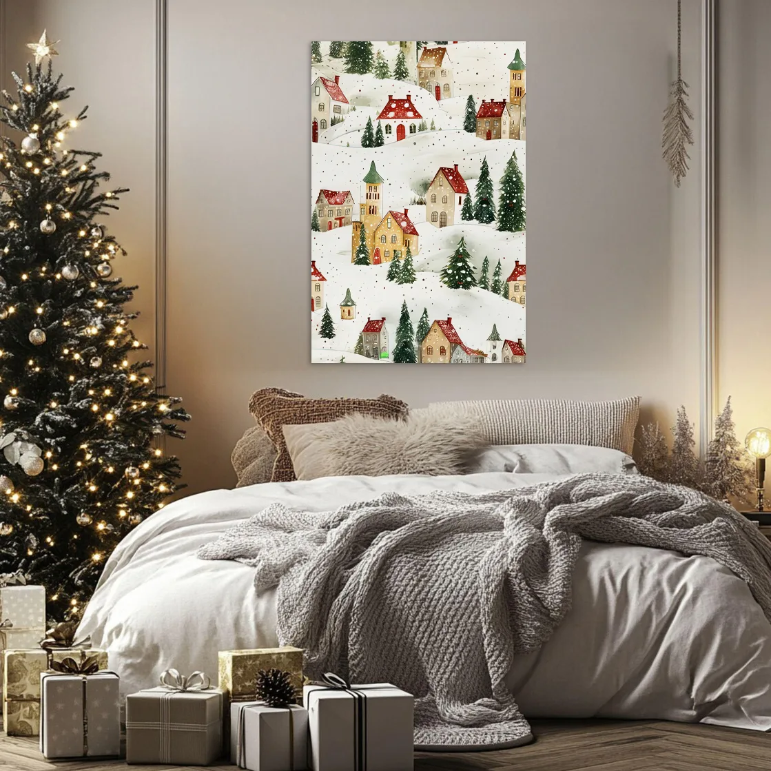 Tablou Canvas de Crăciun - Căsuțele de Zăpadă — imaginea 2