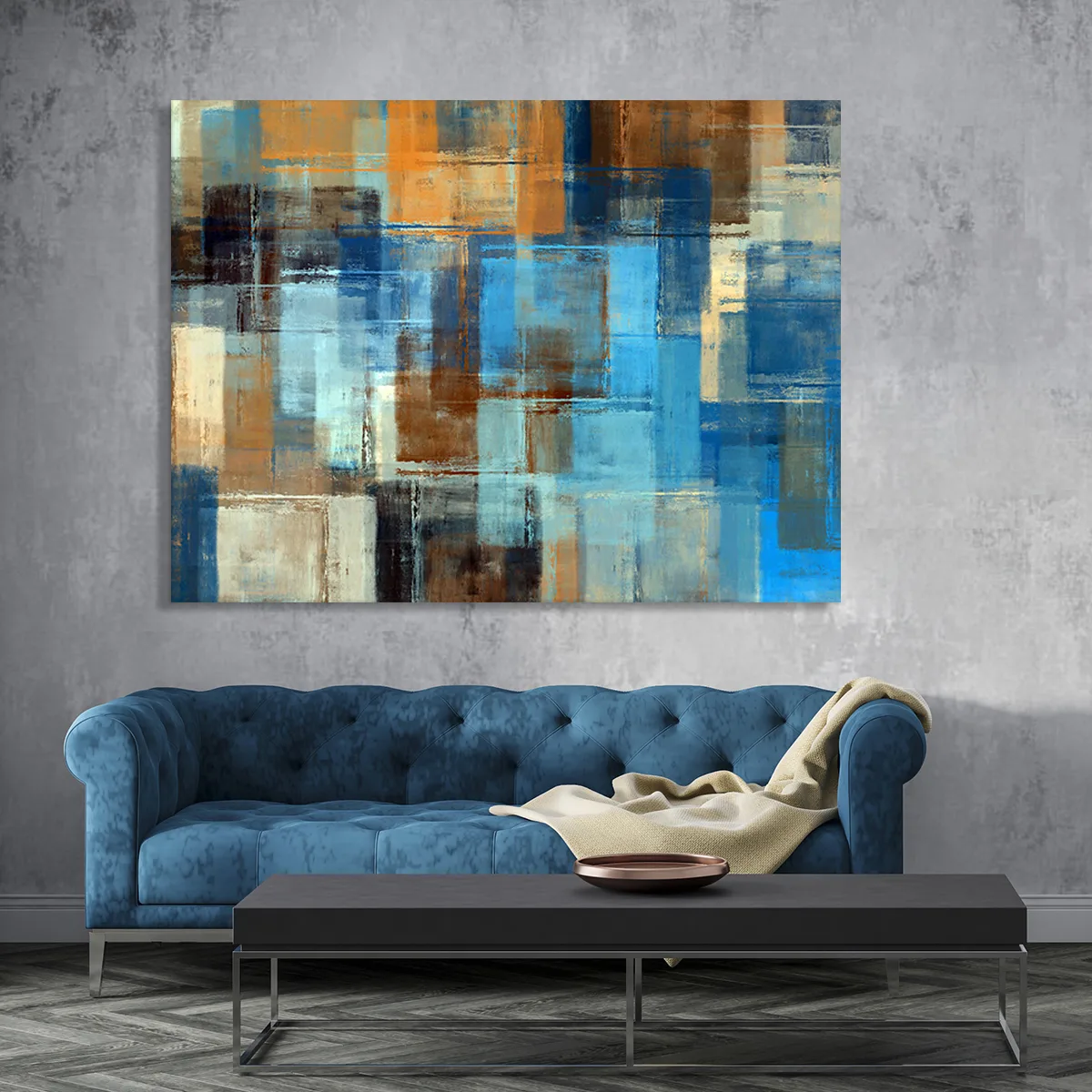Tablou canvas abstract blue brown — imaginea 2