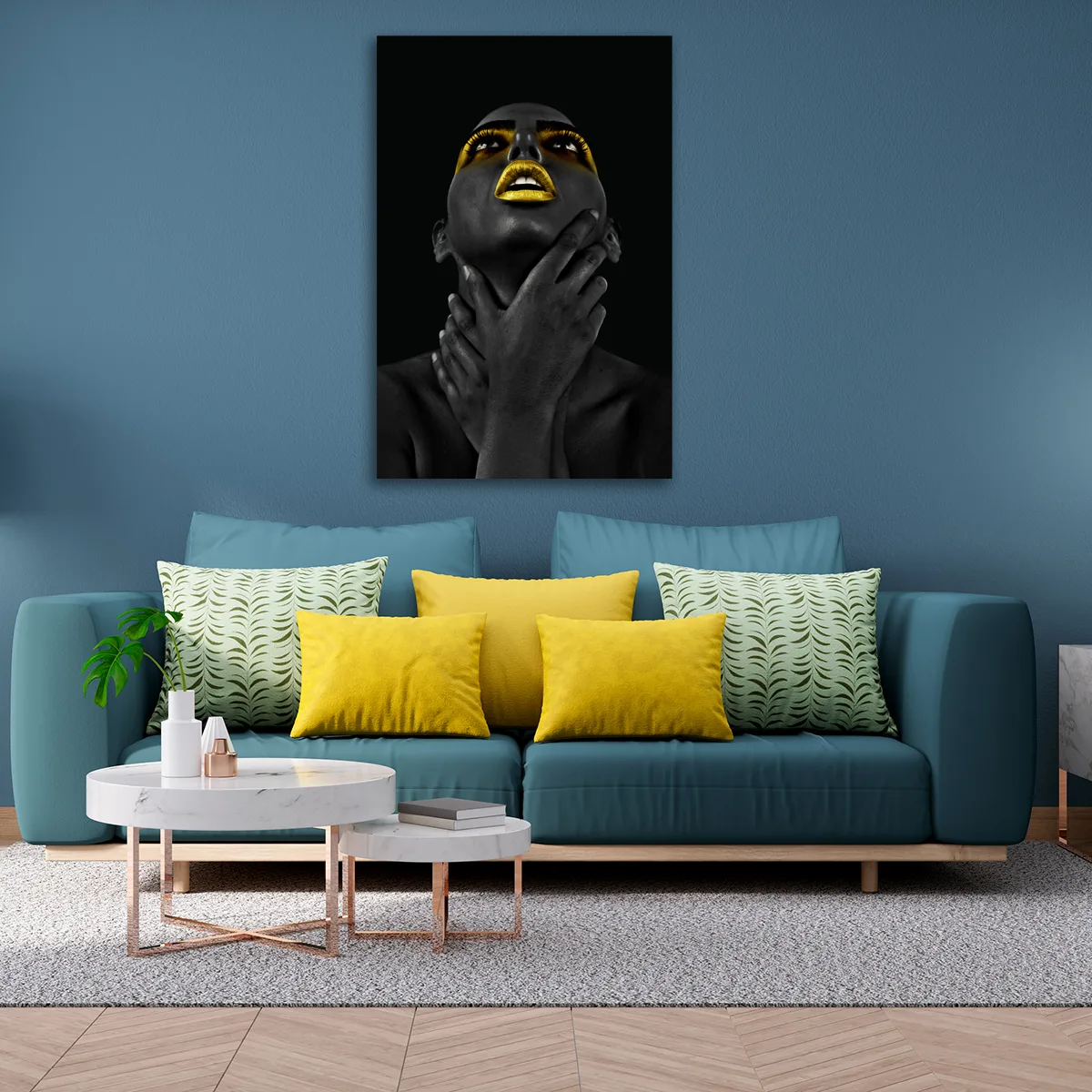 Tablou canvas femeie africana Golden scream — imaginea 3