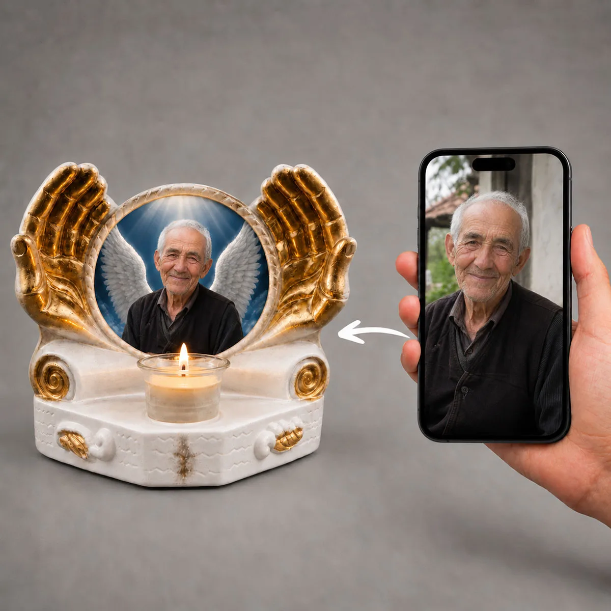 Candelă memoriala aripi de ingeri — imaginea 4