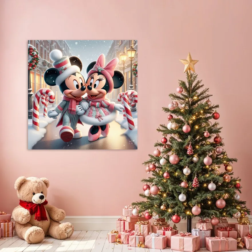 Tablou Canvas de Crăciun - Mickey și Minnie