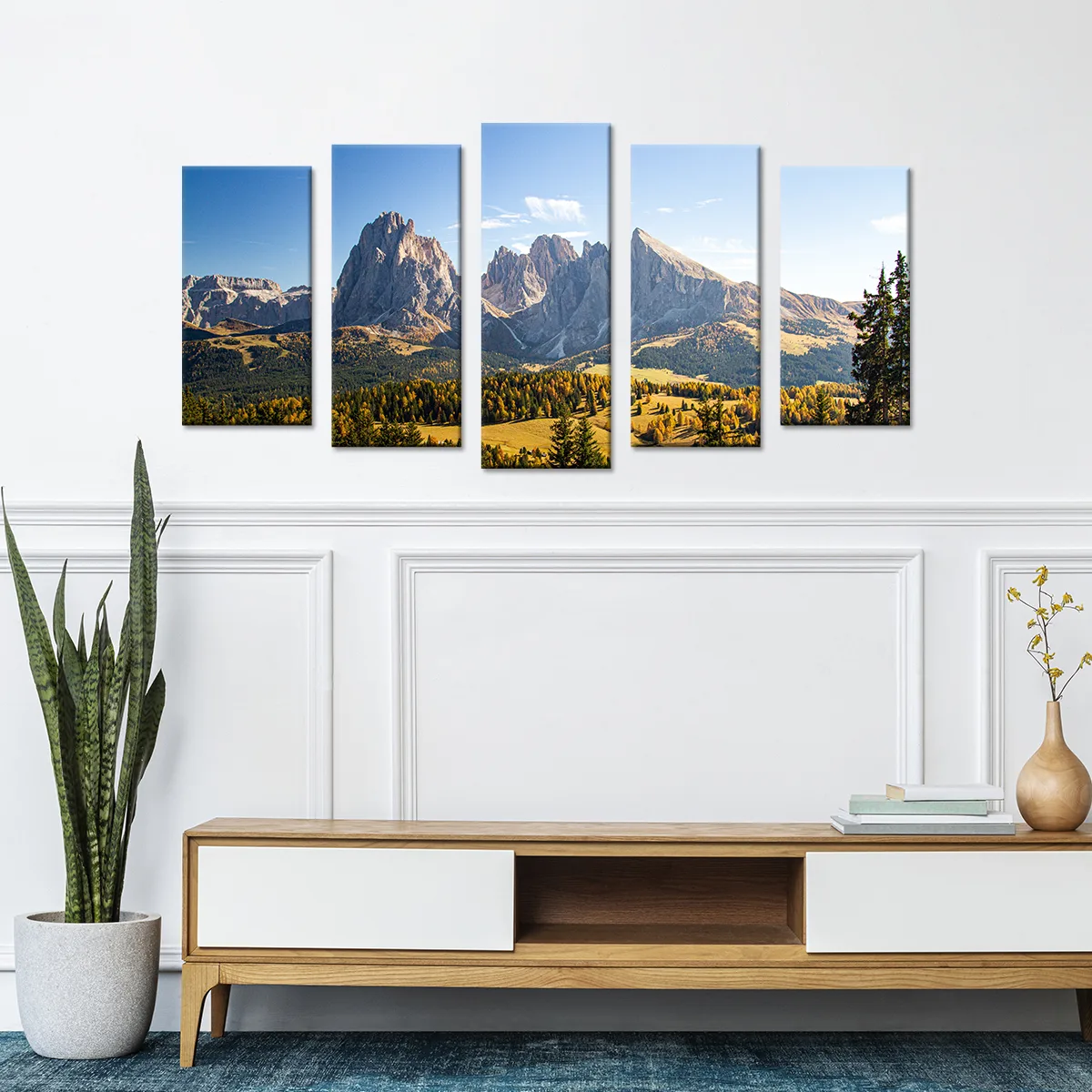 Tablou cu 5 piese Mountain 2 buc 30x60cm, 2buc 30x70cm, 1 buc 30x80cm